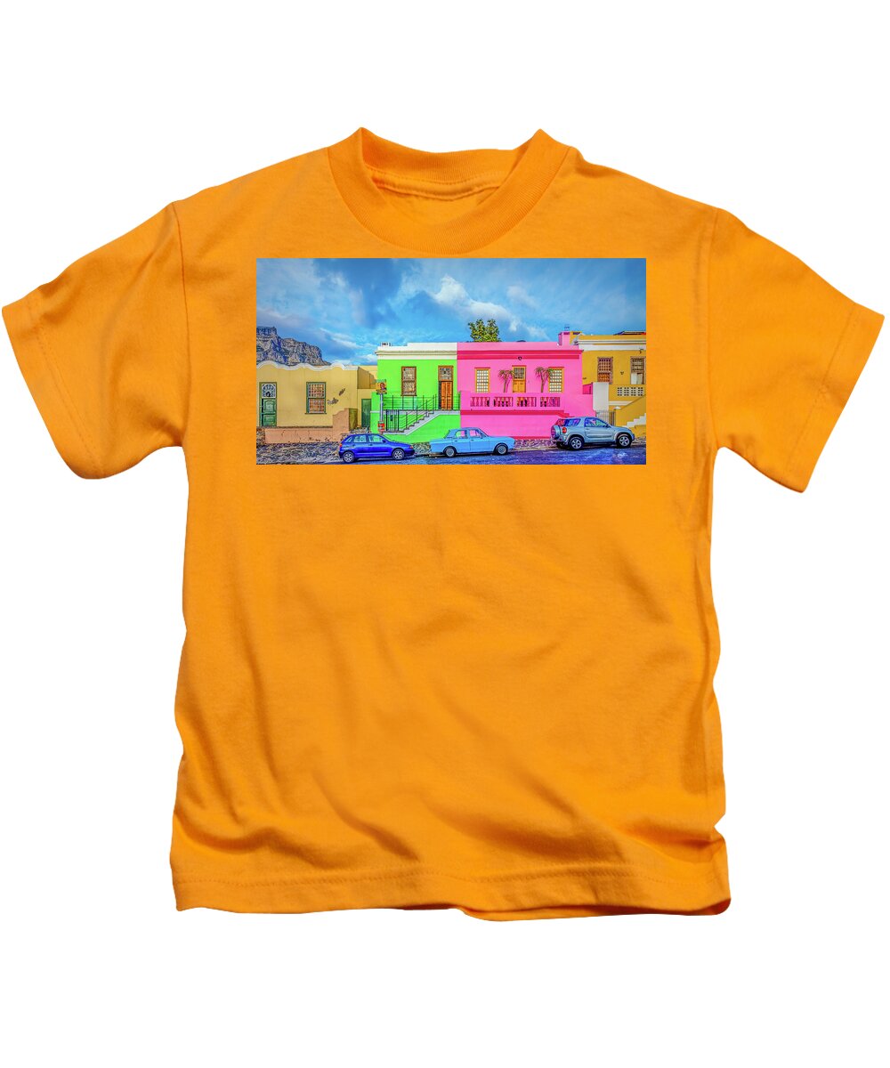 Colorful Kids T-Shirt featuring the photograph Colors of Cape Town by Marcy Wielfaert