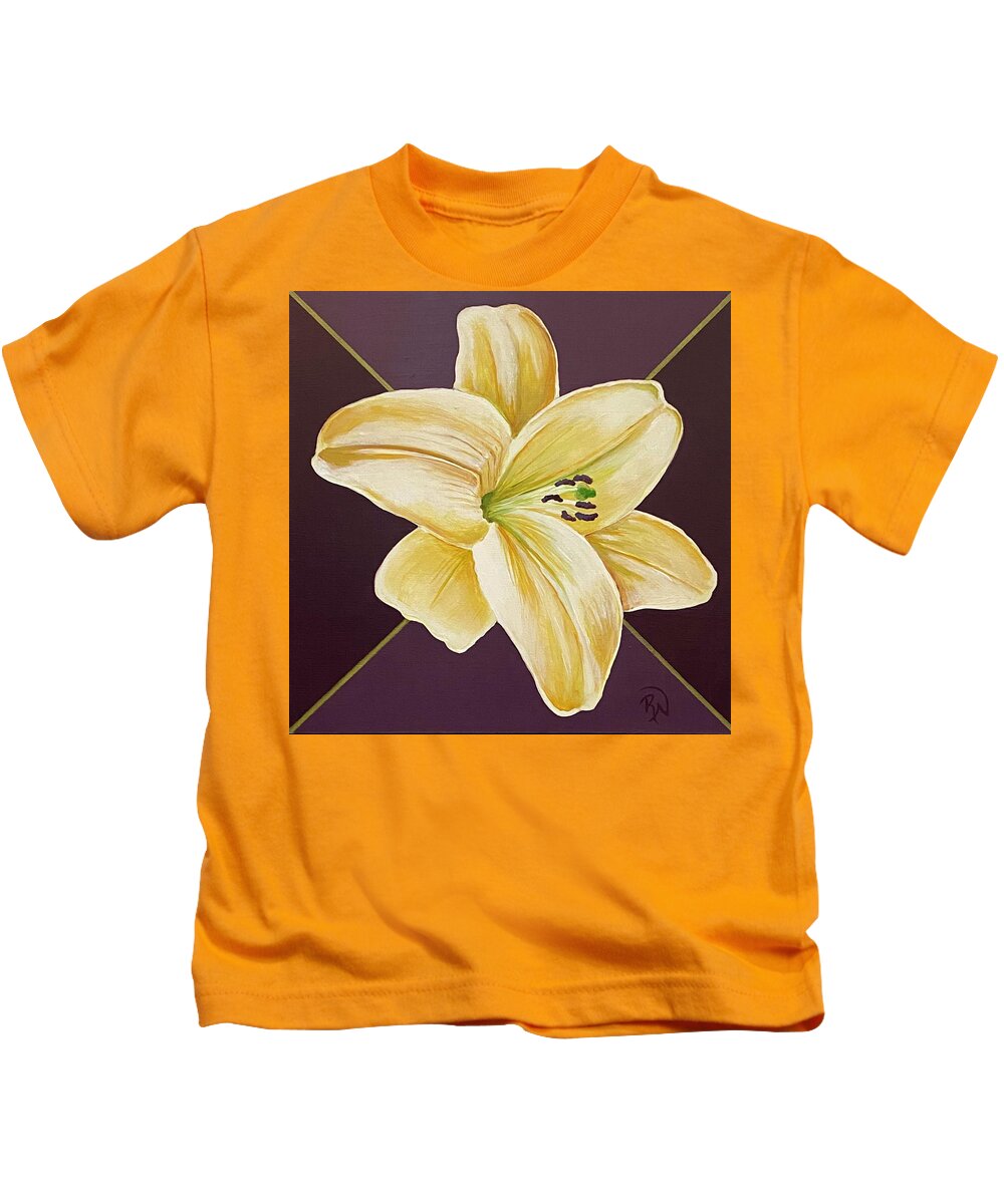 Flowers Kids T-Shirt featuring the painting Daylily #2 by Renee Noel