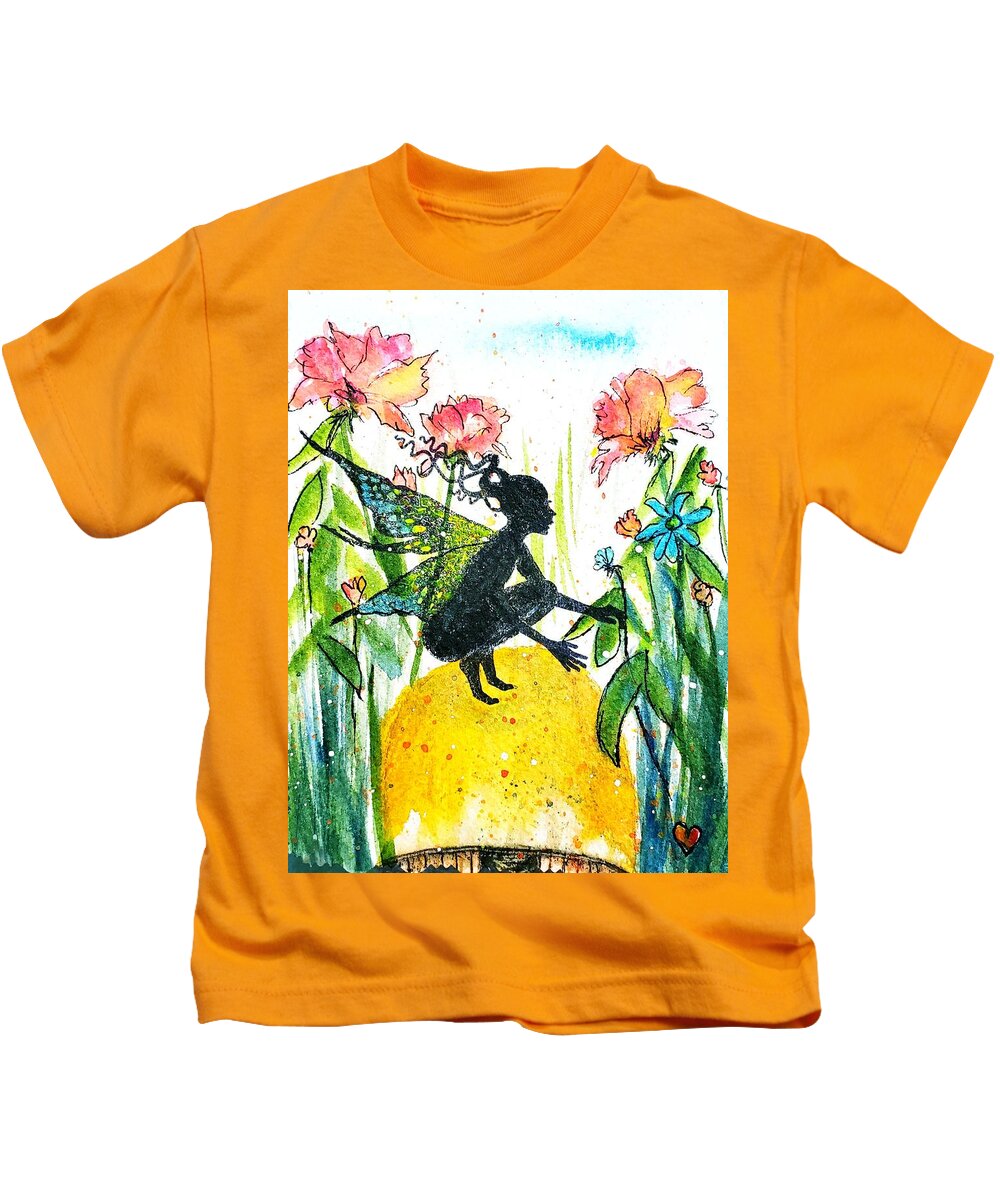 Fairy Kids T-Shirt featuring the painting Fairy Flowers by Deahn Benware