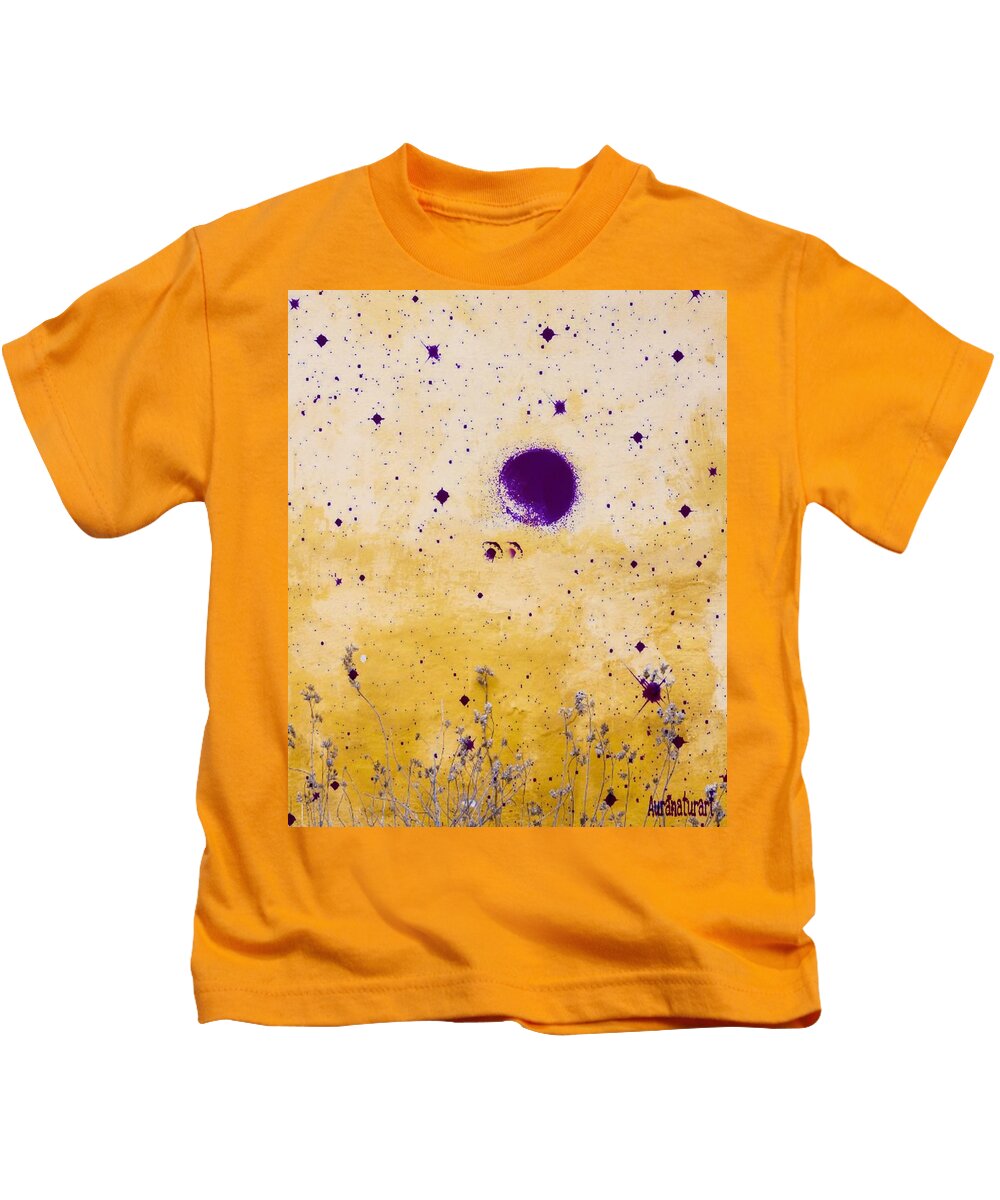 Art Kids T-Shirt featuring the digital art FANTASY Purple by Auranatura Art