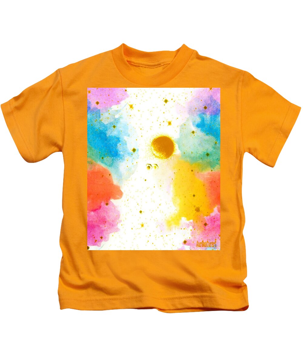 Art Kids T-Shirt featuring the digital art FANTASY SkY by Auranatura Art
