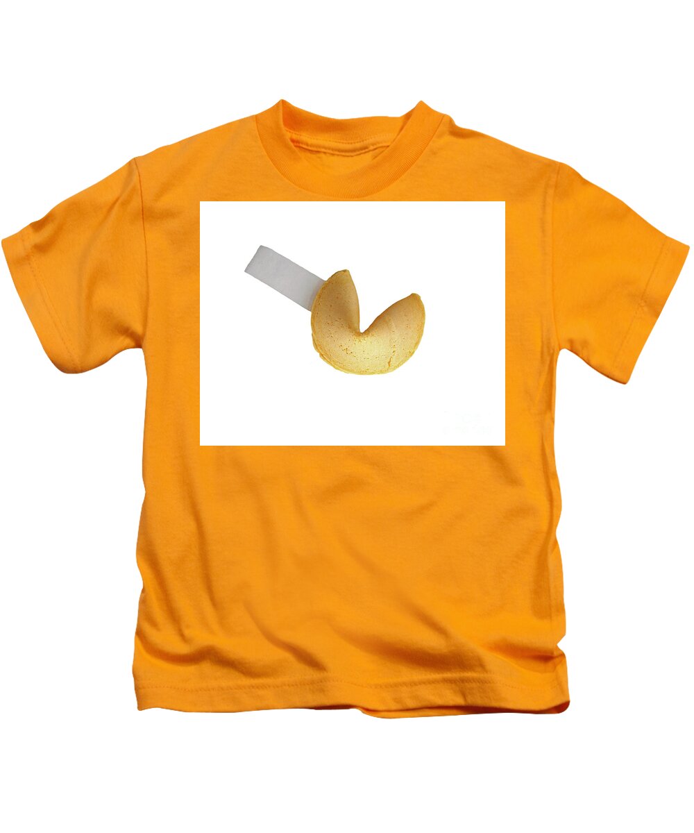 Fortune Kids T-Shirt featuring the photograph Fortune cookie with blank fortune, space for copy, isolated on w by Pete Klinger
