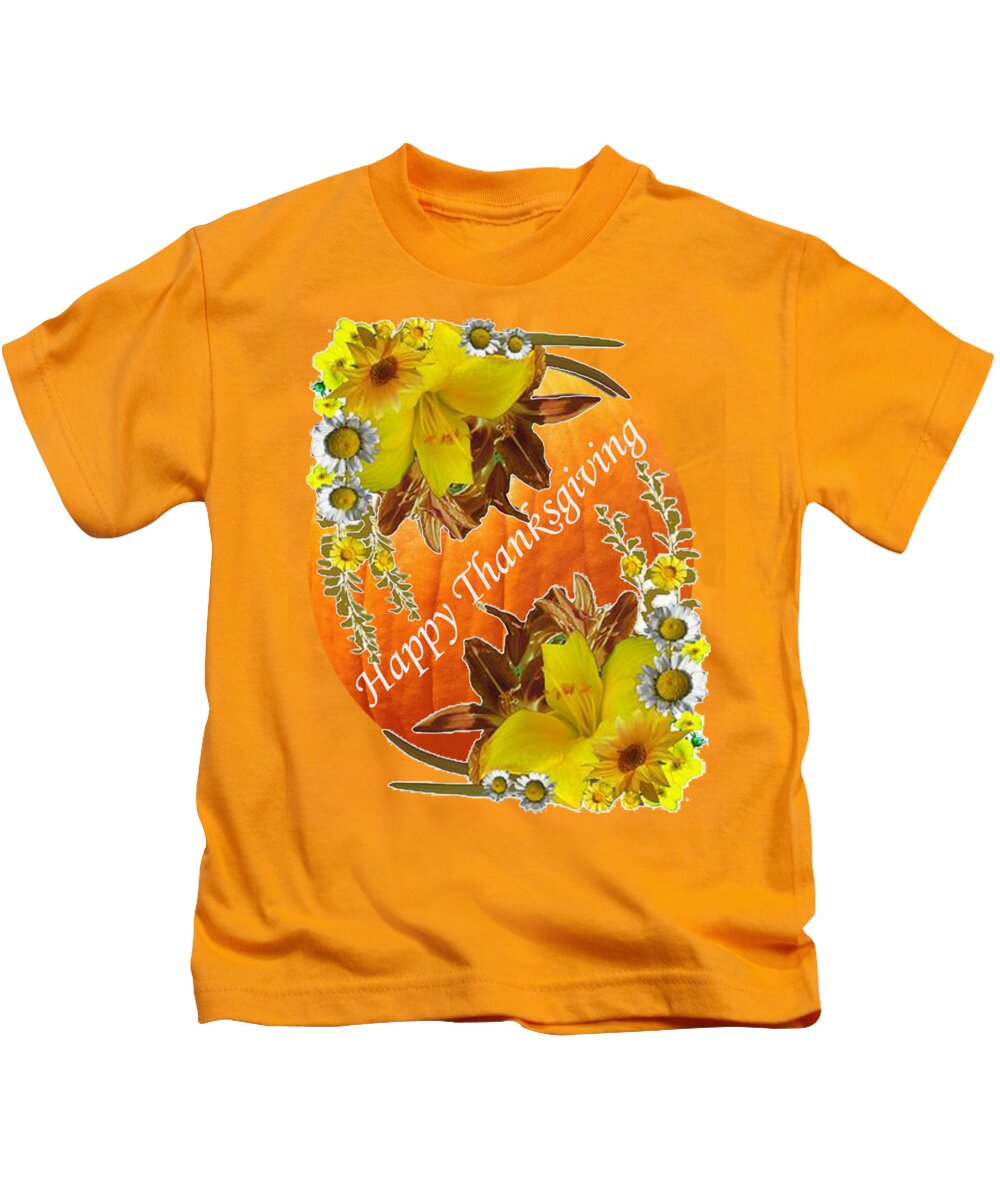 Happy Thanksgiving Kids T-Shirt featuring the digital art Happy Thanksgiving to Everyone Card by Delynn Addams