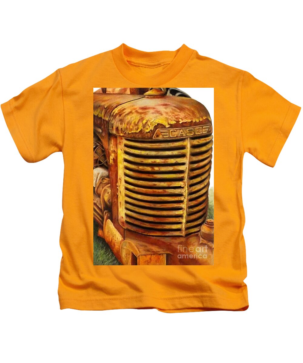 Tractor Kids T-Shirt featuring the drawing I Rust My Case by David Neace