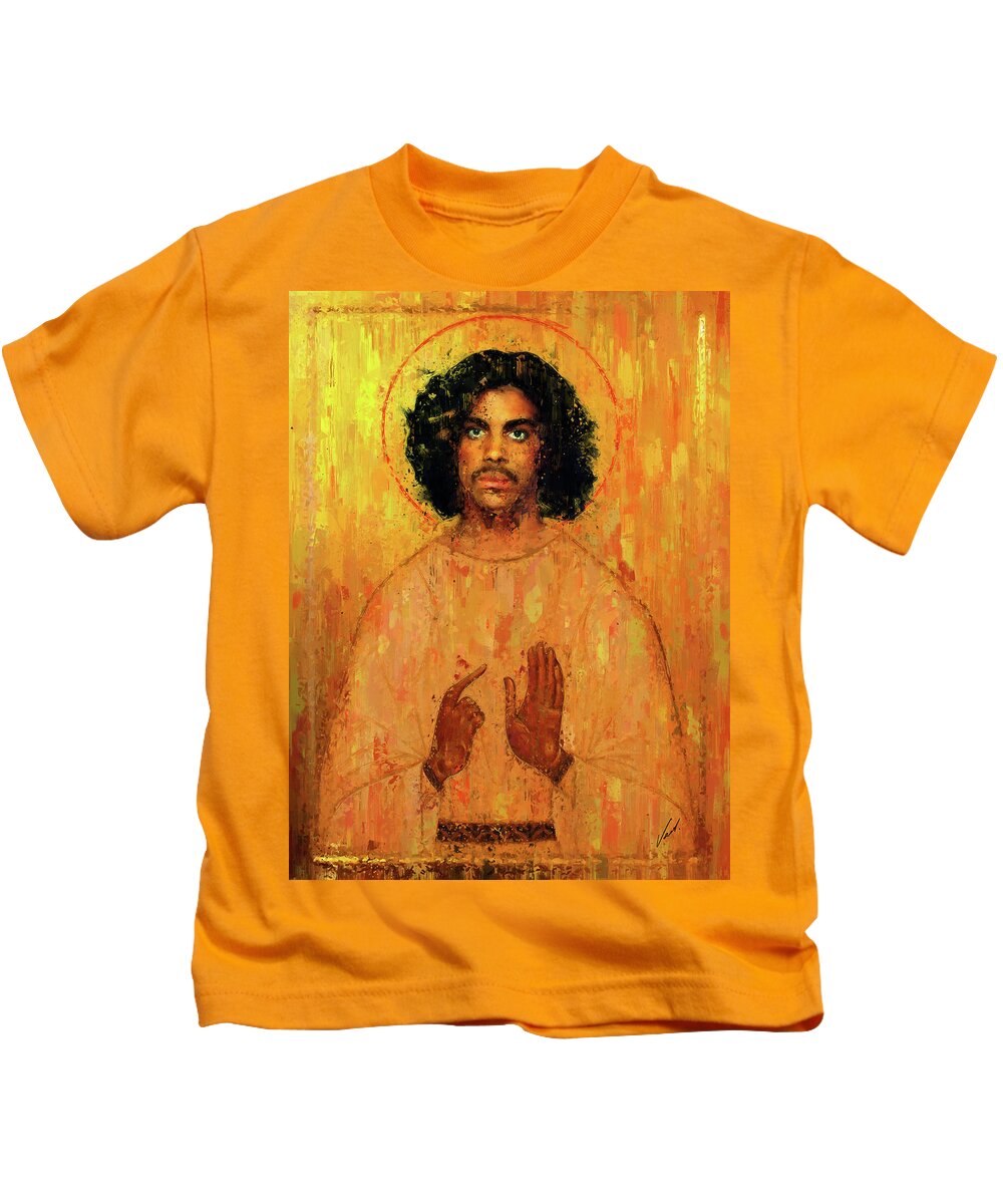 Prince Kids T-Shirt featuring the painting Icon - The Prince of music by Vart