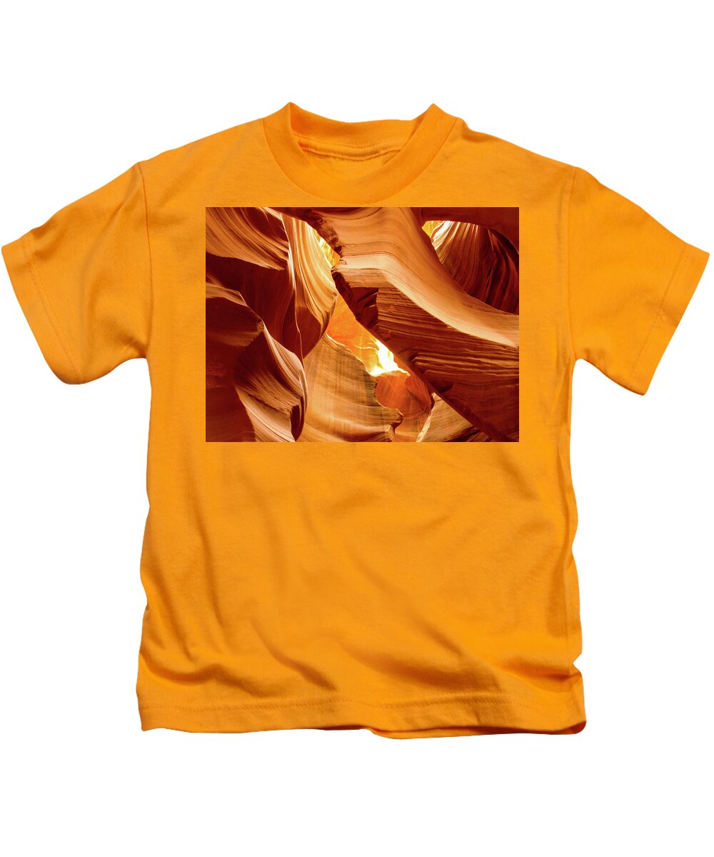 Antelope Canyon Kids T-Shirt featuring the photograph In The Desert There Is Only Sand - Antelope Canyon. Page, Arizona by Earth And Spirit