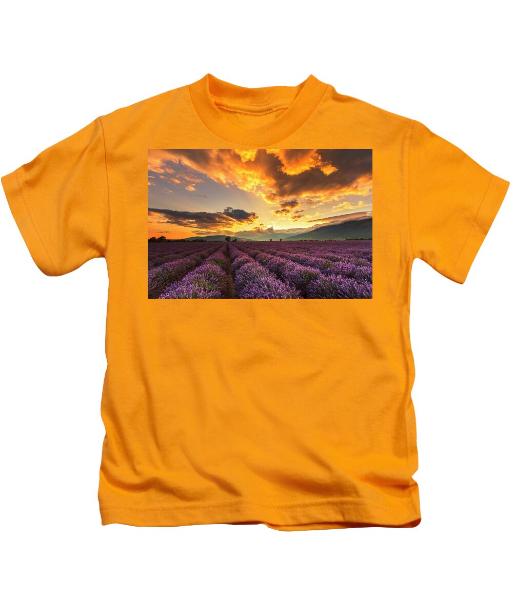 Bulgaria Kids T-Shirt featuring the photograph Lavender Sun by Evgeni Dinev