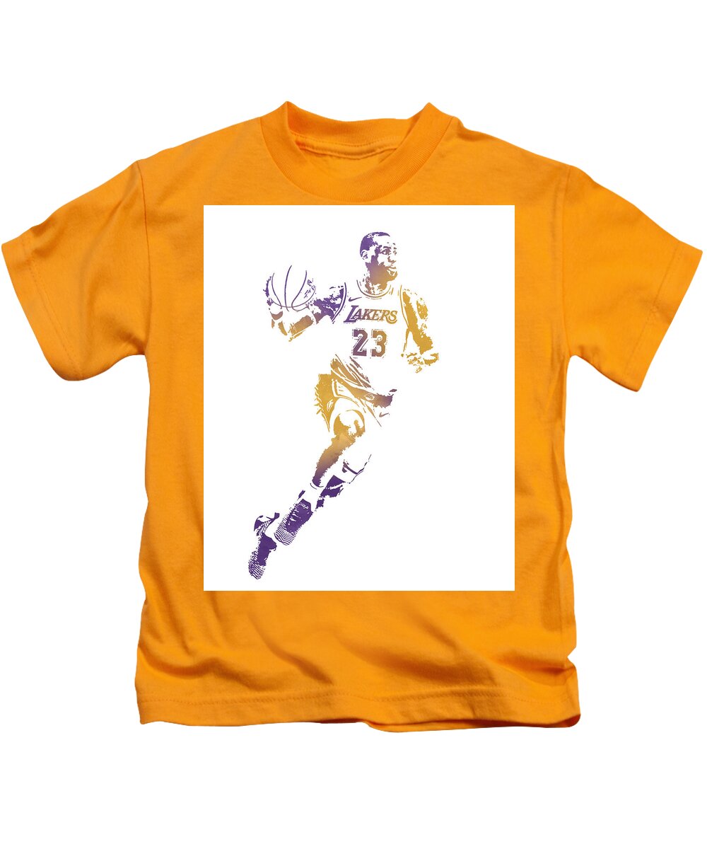 Lebron James Los Angeles Lakers Pixel Art 2 Kids T-Shirt by Joe