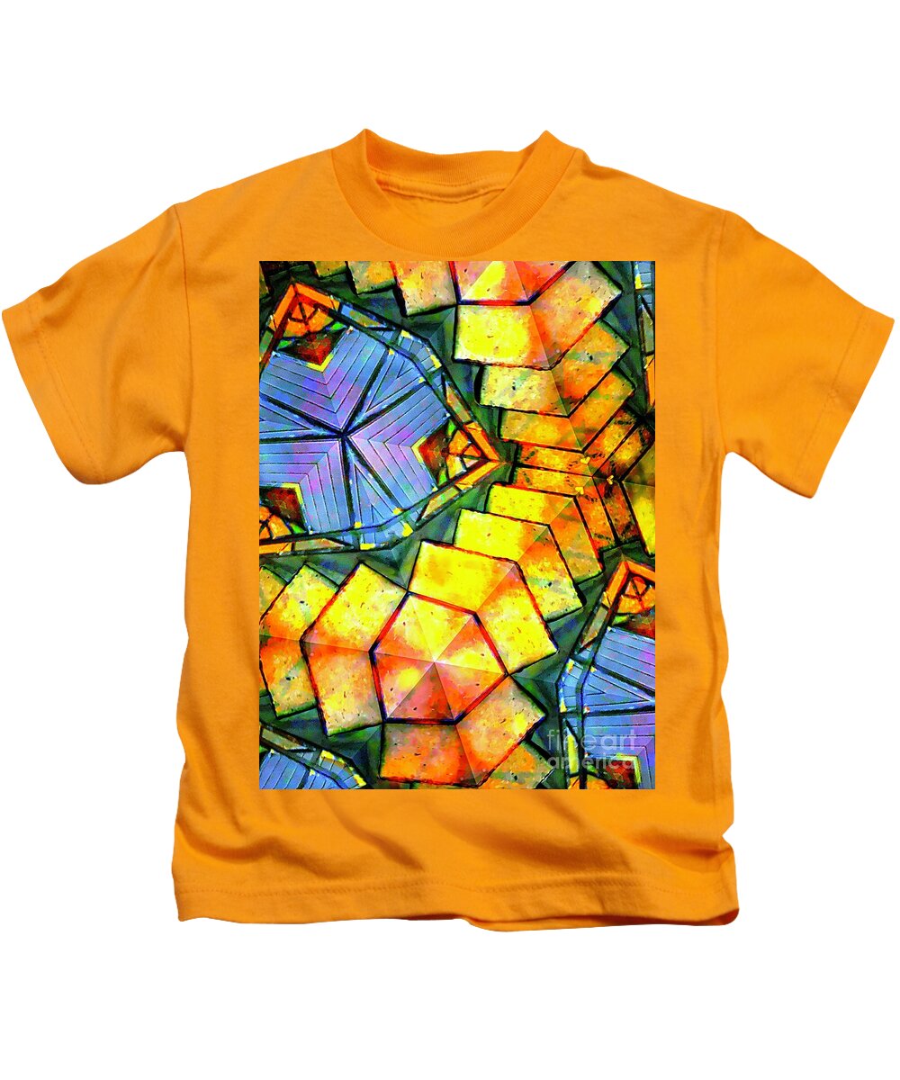 Optics Euphoria Stain Glass Kids T-Shirt featuring the digital art MezzMe by Glenn Hernandez