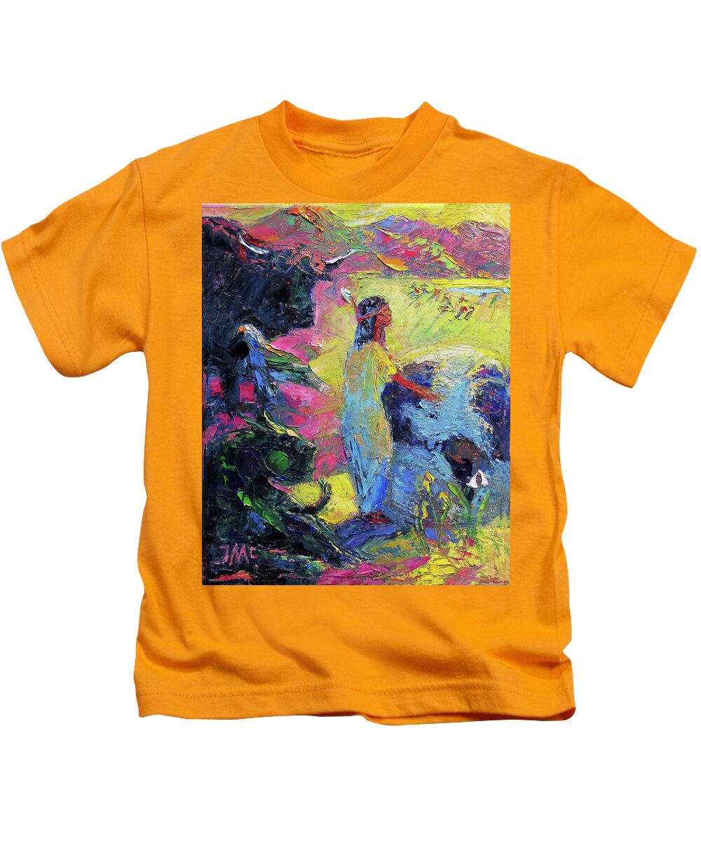 Native American Kids T-Shirt featuring the painting Mindscape 4 #1 by John McCormick