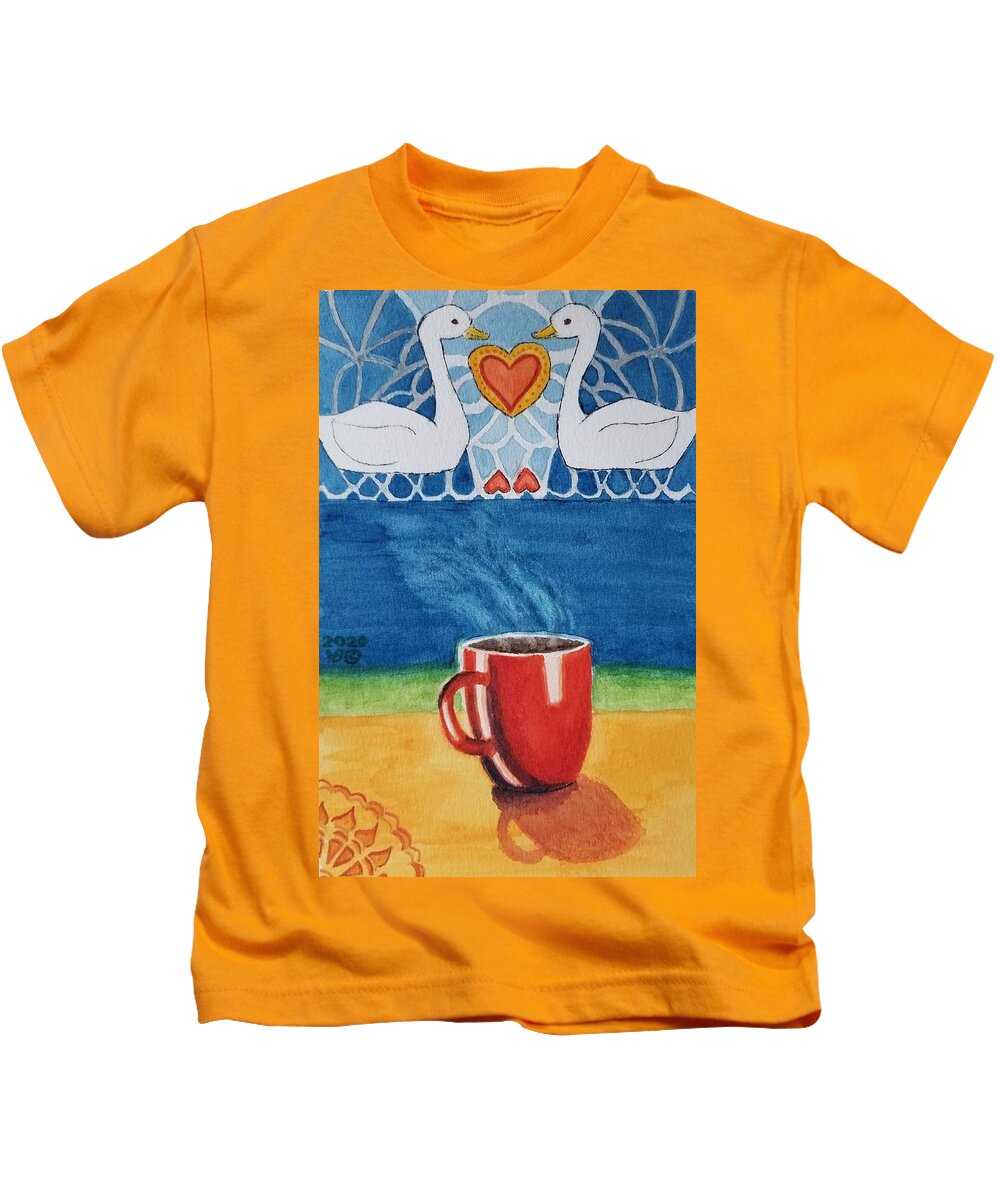 Vera Smith Kids T-Shirt featuring the painting Morning Comfort by Vera Smith