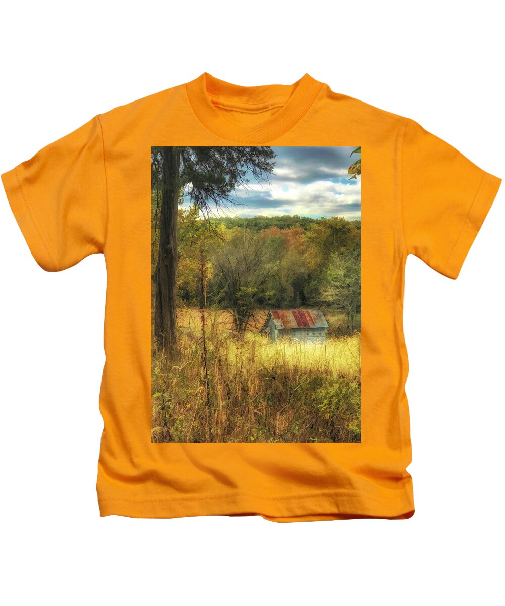 Autumn Kids T-Shirt featuring the photograph Ozarks Autumn by Linda Shannon Morgan