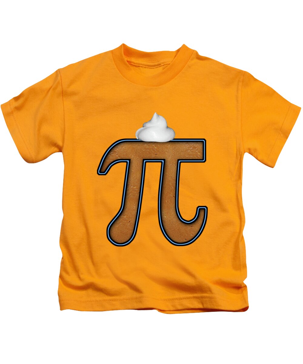 Pumpkin Pi Kids T-Shirt featuring the digital art Pi - Food - Pumpkin Pie by Mike Savad