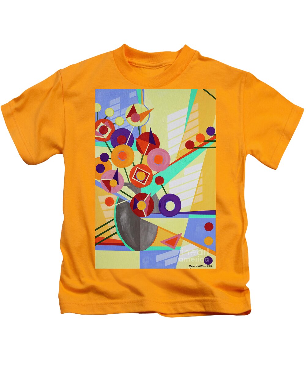 Acrylic Painting Of Abstract Flowers Kids T-Shirt featuring the painting Pinball Pansies by Jane Crabtree