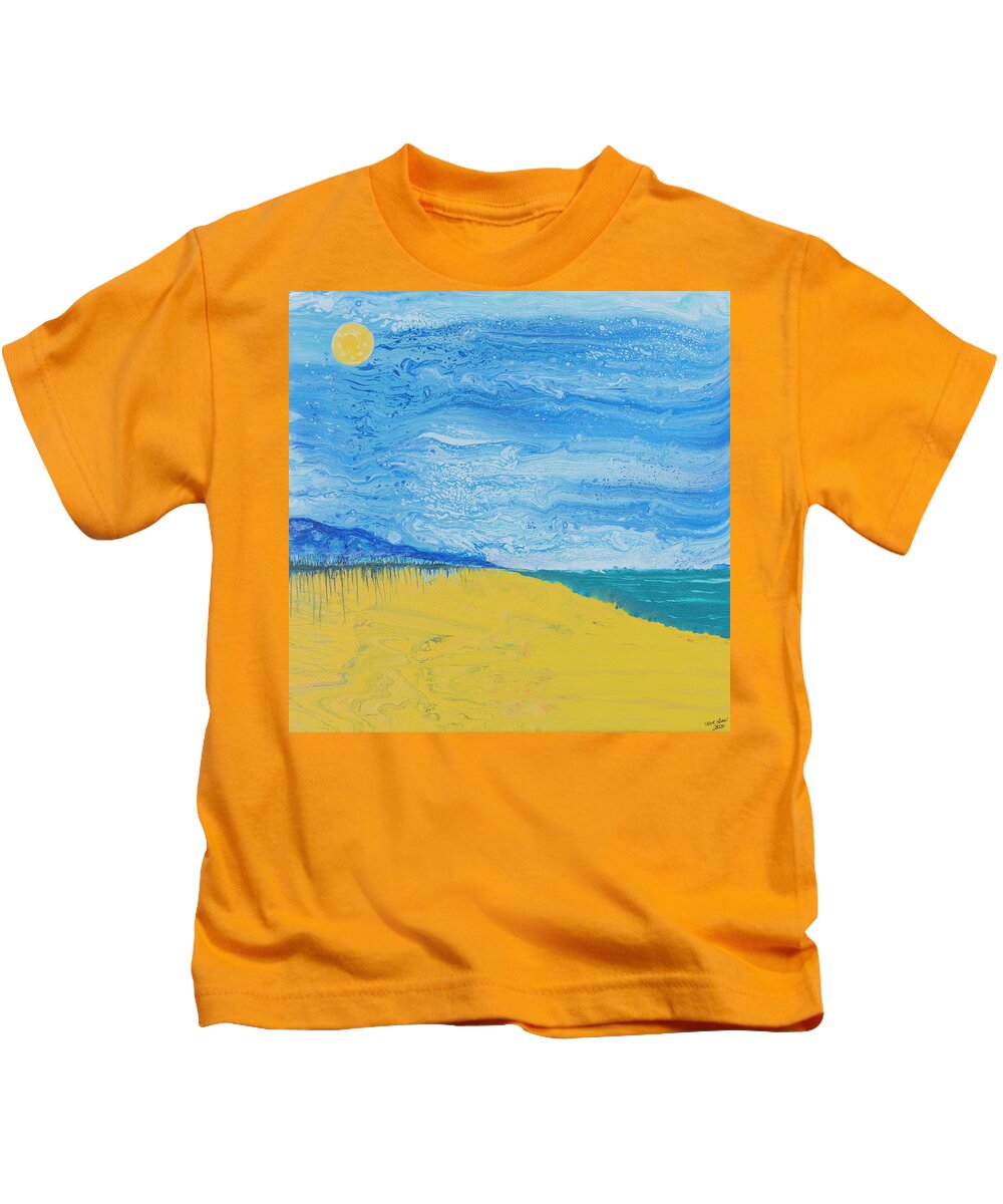 Seascape Kids T-Shirt featuring the painting Roots Water and Sky by Steve Shaw