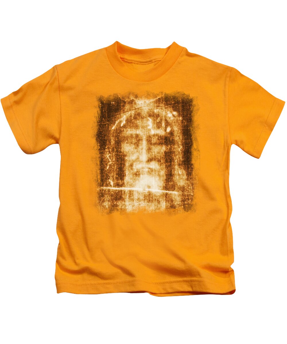 Jesus Kids T-Shirt featuring the mixed media Shroud of Turin Holy Face of Jesus by Secondo Pia
