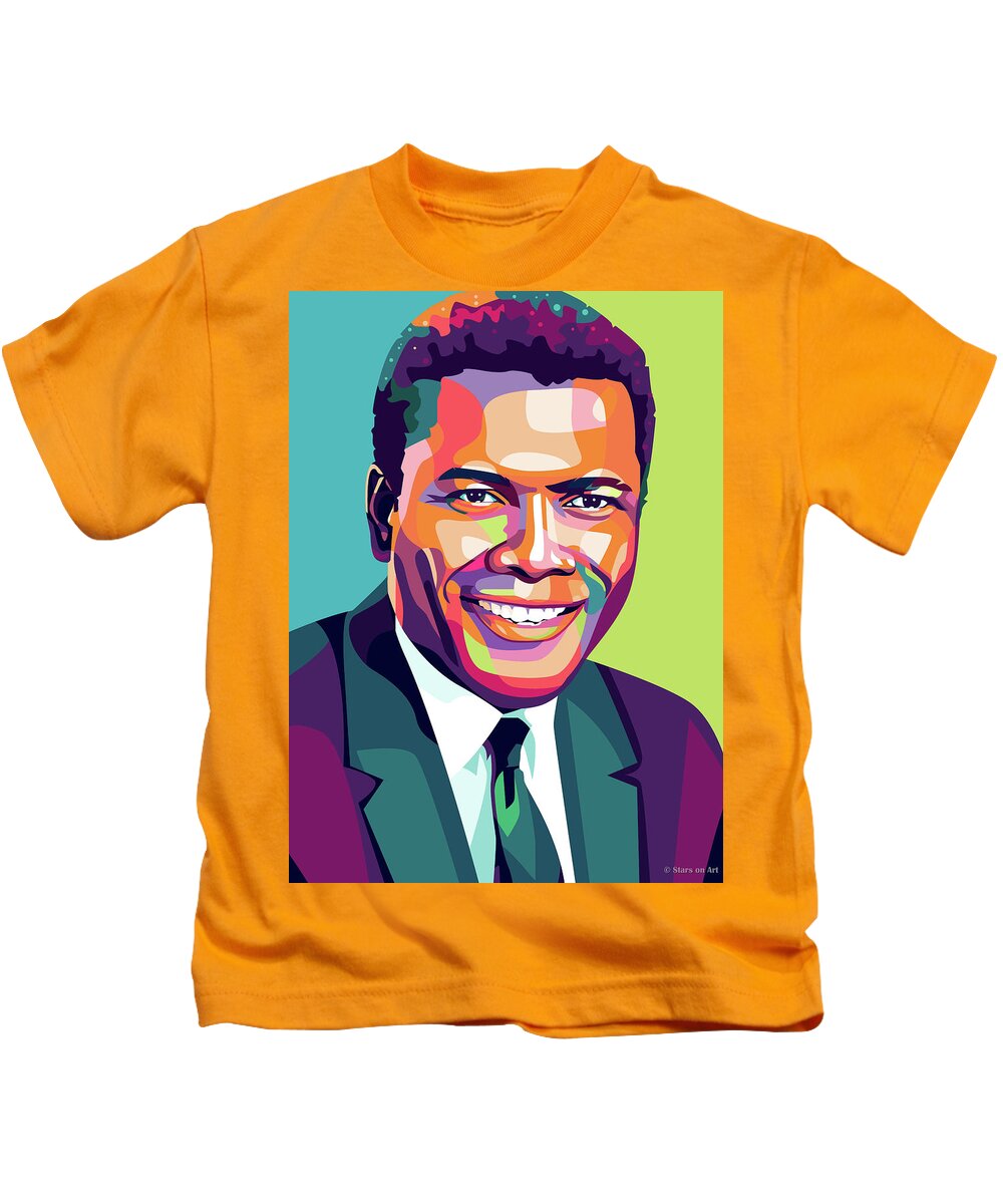 Sidney Poitier Kids T-Shirt featuring the painting Sidney Poitier by Movie World Posters