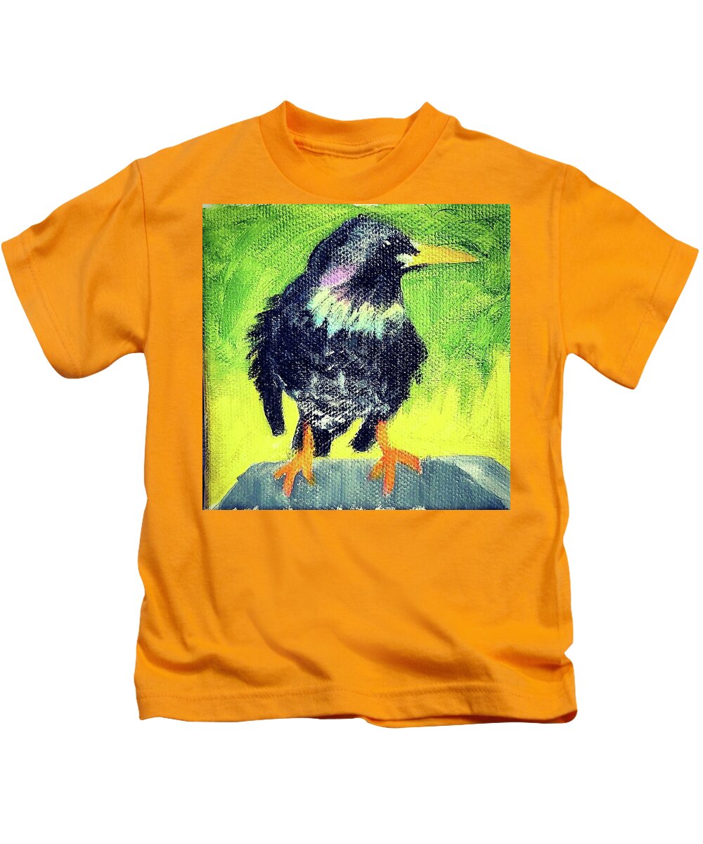  Kids T-Shirt featuring the painting Starling by Amy Kuenzie