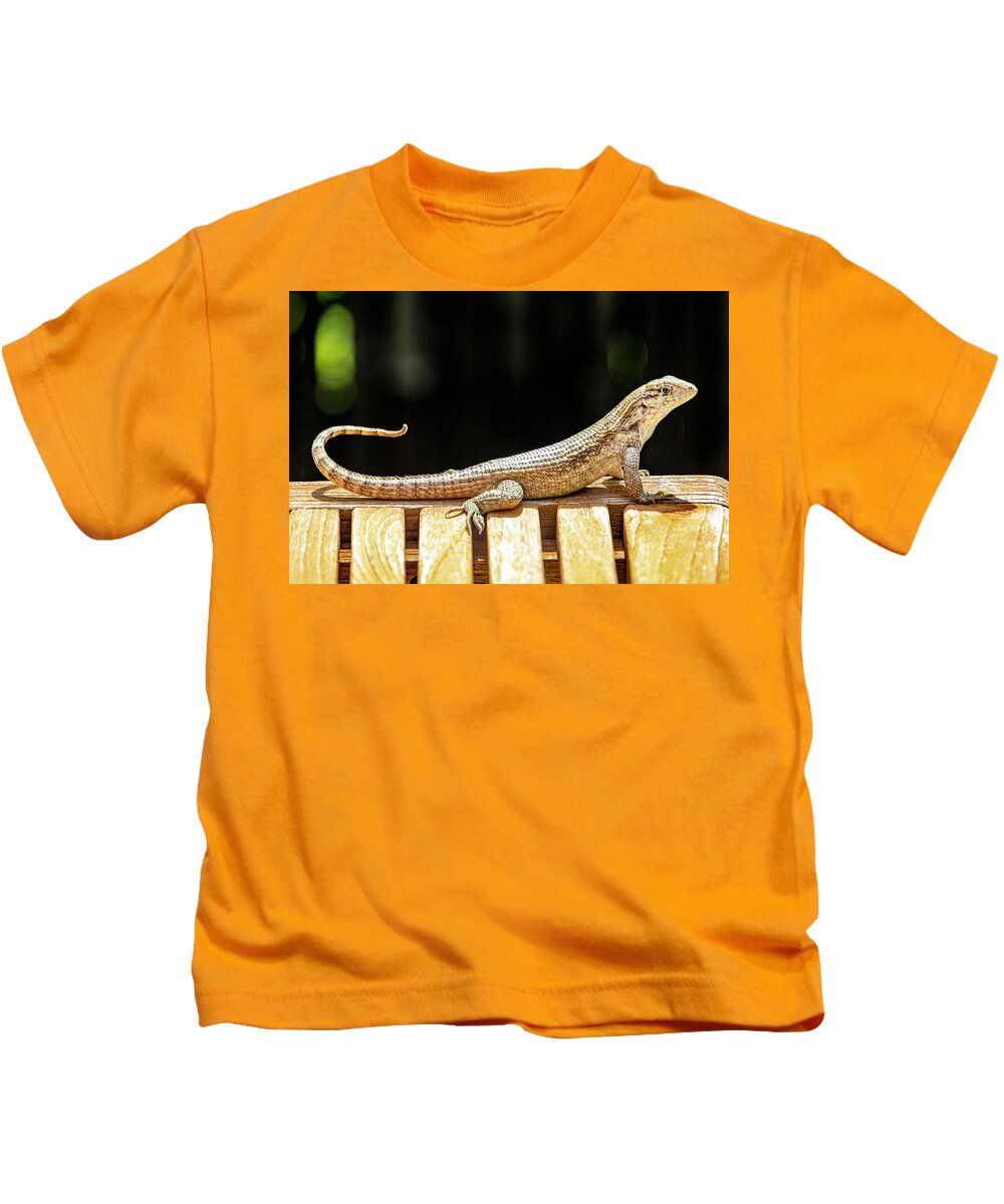Lizard Kids T-Shirt featuring the photograph Sunbathing Lizard by Blair Damson
