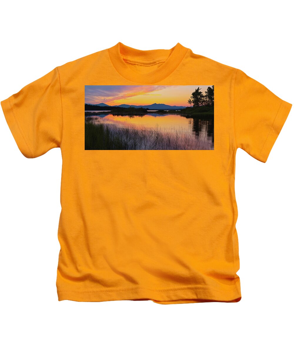 Ossipee Lake Kids T-Shirt featuring the photograph Sunset From The Pine River - Osspiee Lake, NH by John Rowe