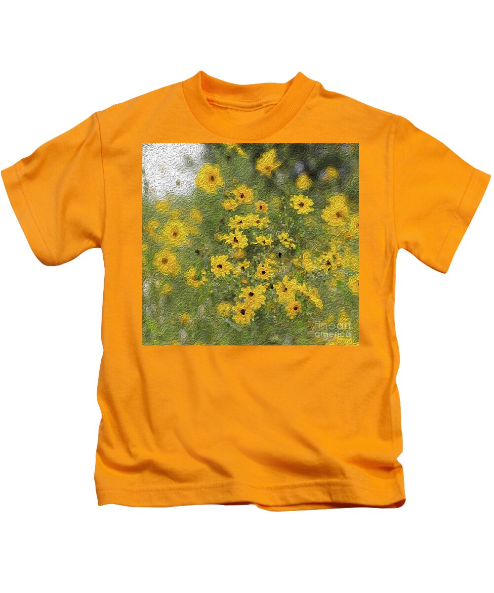Swamp Flowers Kids T-Shirt featuring the digital art Swamp Sunflowers by Patti Powers
