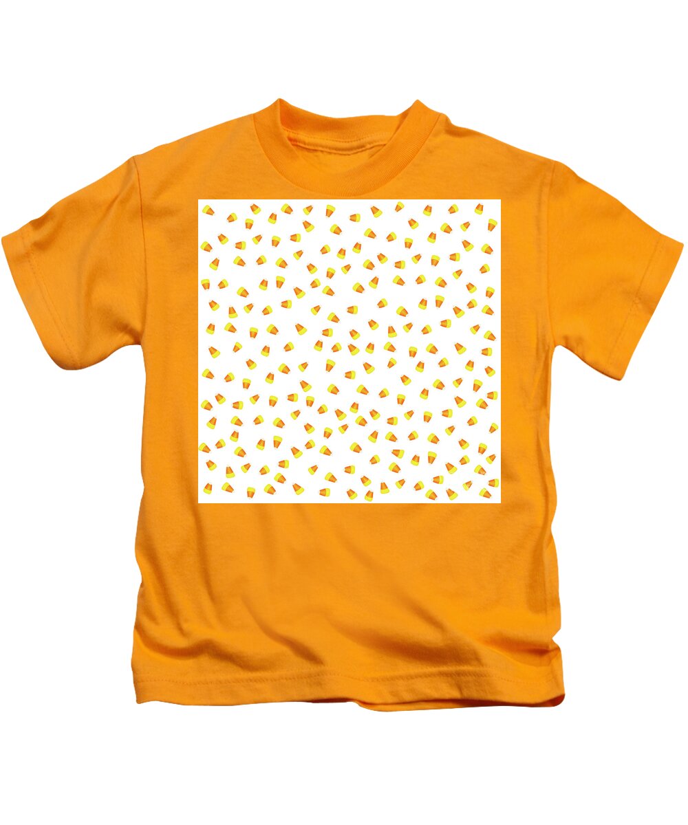 Candy Corn Kids T-Shirt featuring the photograph Sweet Sweet Fall Candy Corn Pattern on White by Colleen Cornelius