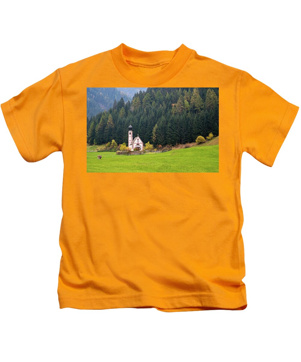 Italy Kids T-Shirt featuring the photograph The church of Saint John, Ranui, Chiesetta di san giovanni in R by Michalakis Ppalis