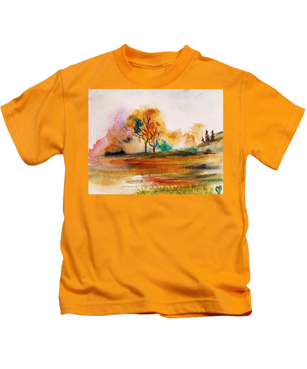 Meadow Kids T-Shirt featuring the painting The Meadow by Deahn Benware