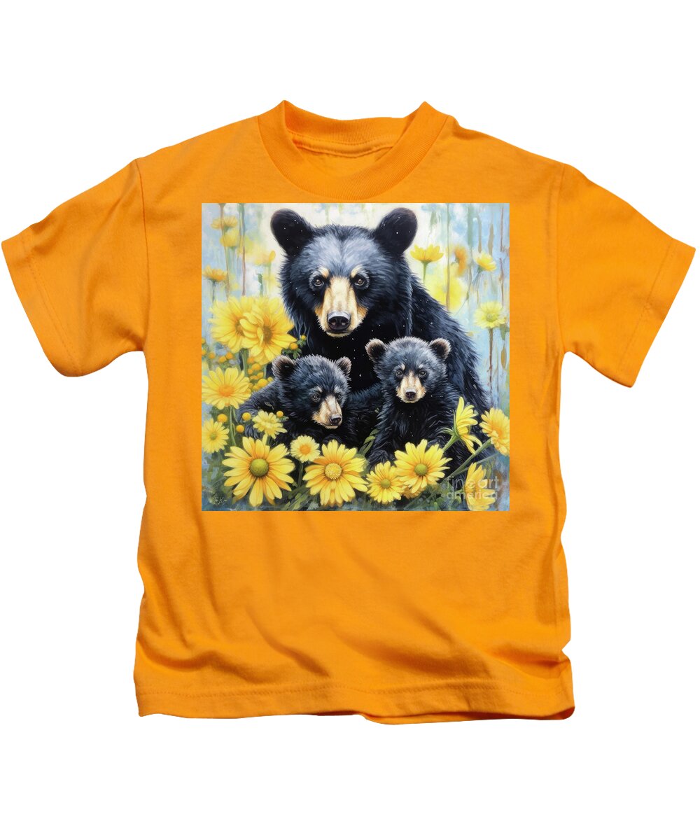 Grizzly Bear Kids T-Shirt featuring the painting Time With Mother by Tina LeCour