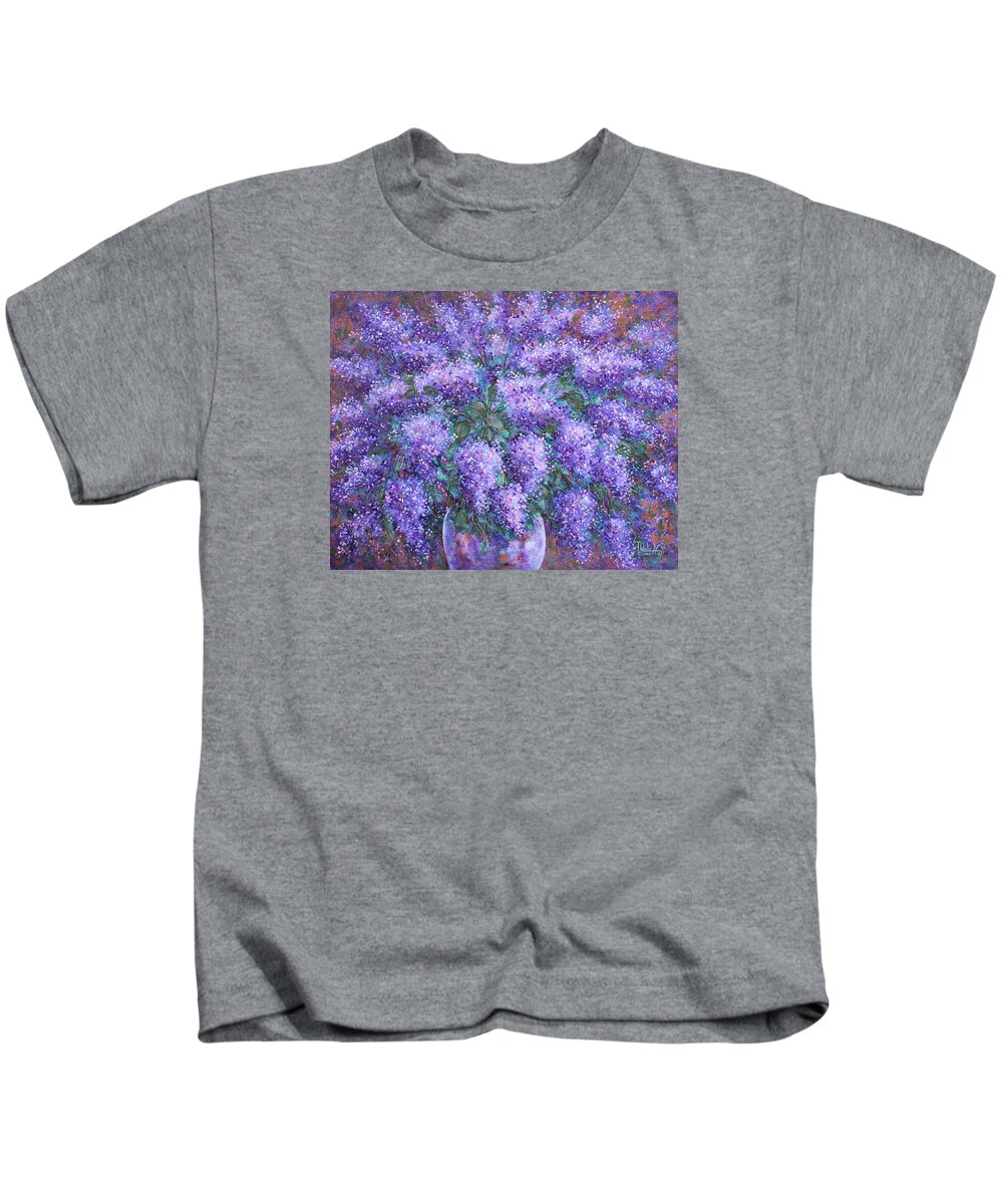 Flowers Kids T-Shirt featuring the painting Scented Lilacs Bouquet by Natalie Holland