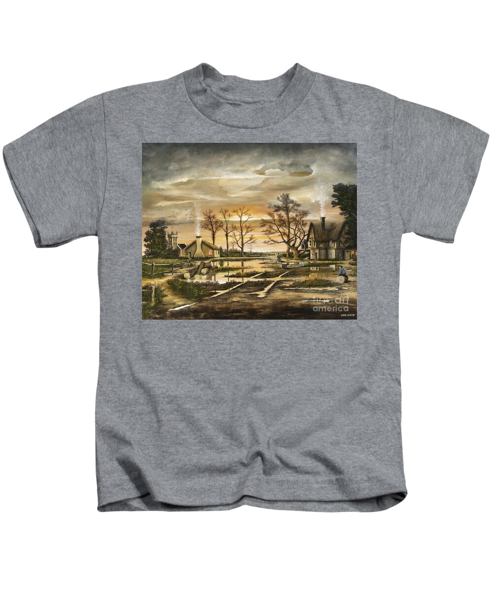 Countryside Kids T-Shirt featuring the painting After The Rain - English Countryside by Ken Wood