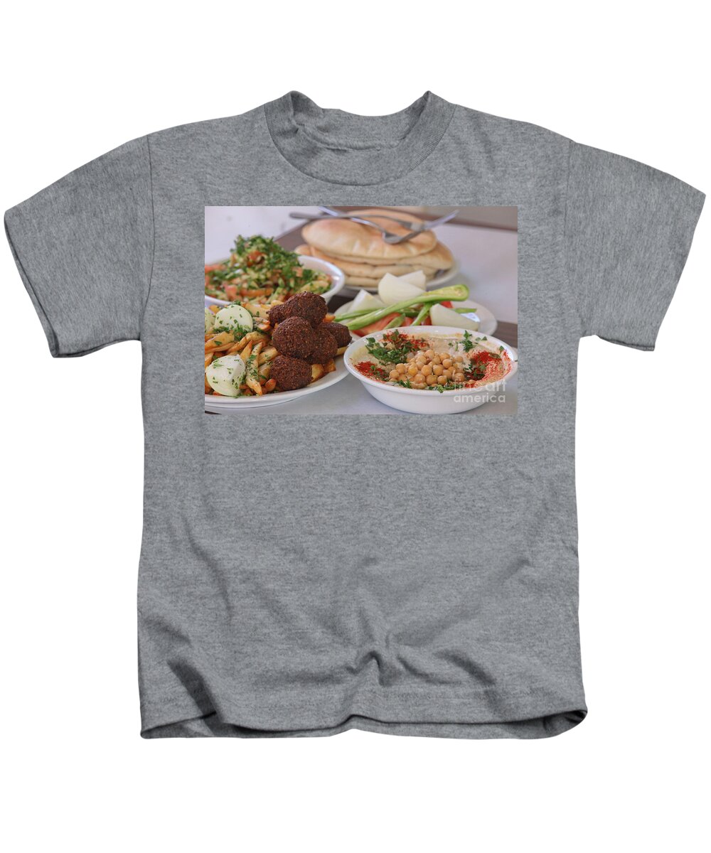 Hummus Kids T-Shirt featuring the photograph Hummus and falafel #1 by Oren Shalev