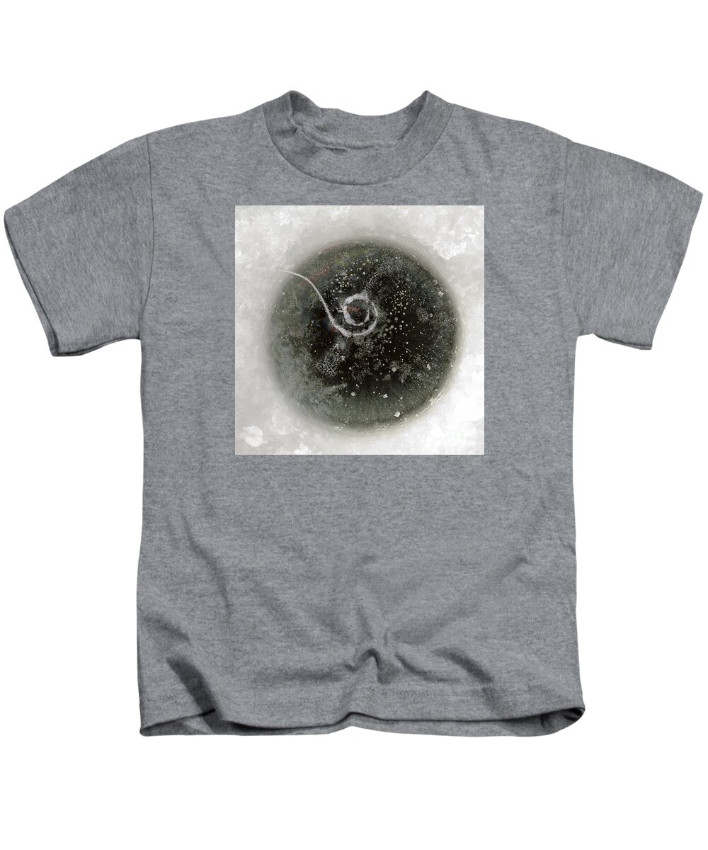 Ice Kids T-Shirt featuring the photograph Ice fishing hole #3 by Steven Ralser