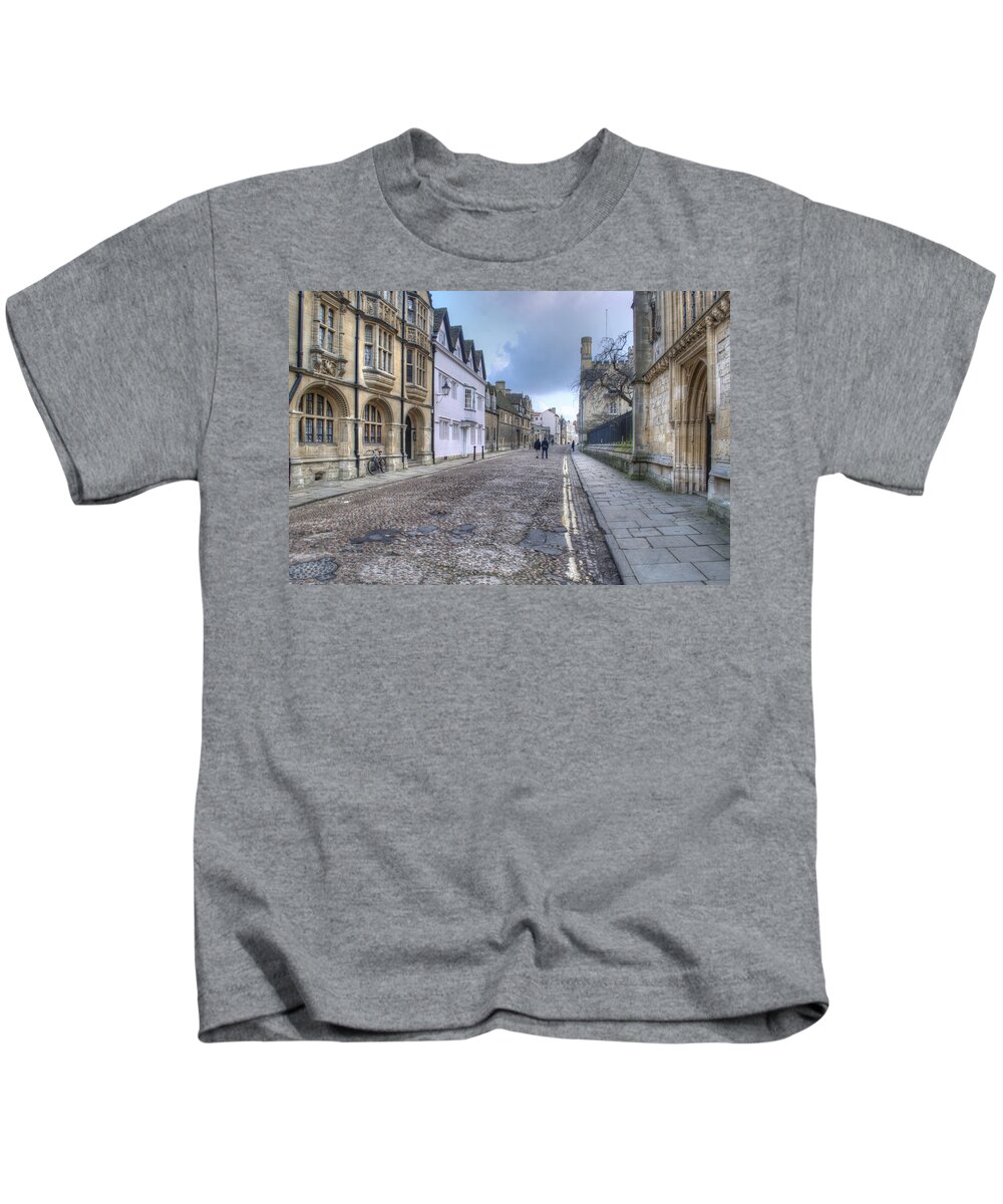 Oxford Kids T-Shirt featuring the photograph Merton Street Oxford #1 by Chris Day