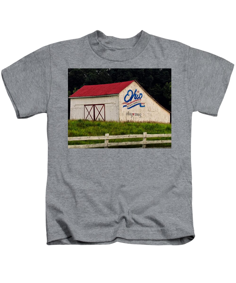 State Of Ohio Kids T-Shirt featuring the photograph Ohio Bicentennial Barn by Flees Photos