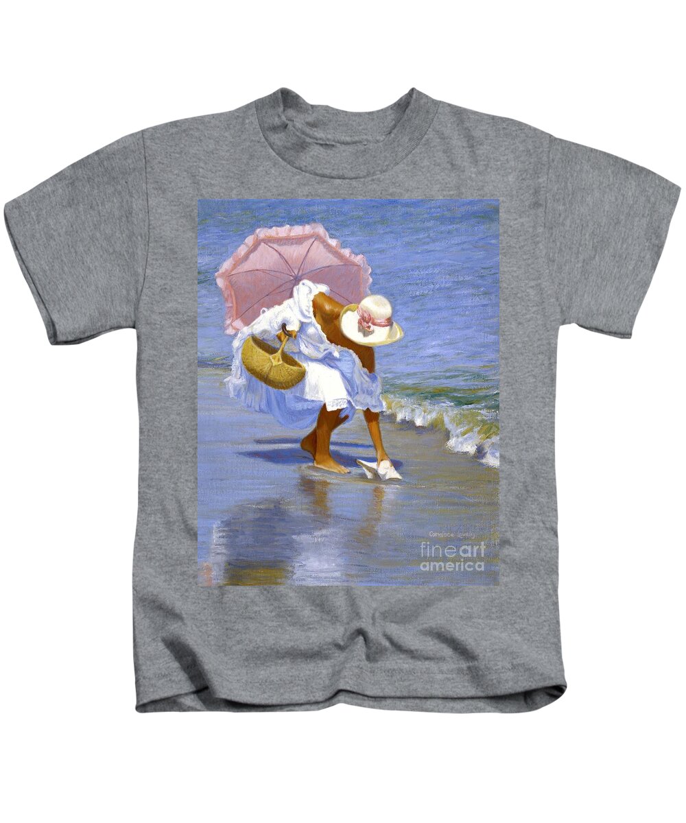 Sea Shell Pink Kids T-Shirt featuring the painting Sea Shell Pink #1 by Candace Lovely