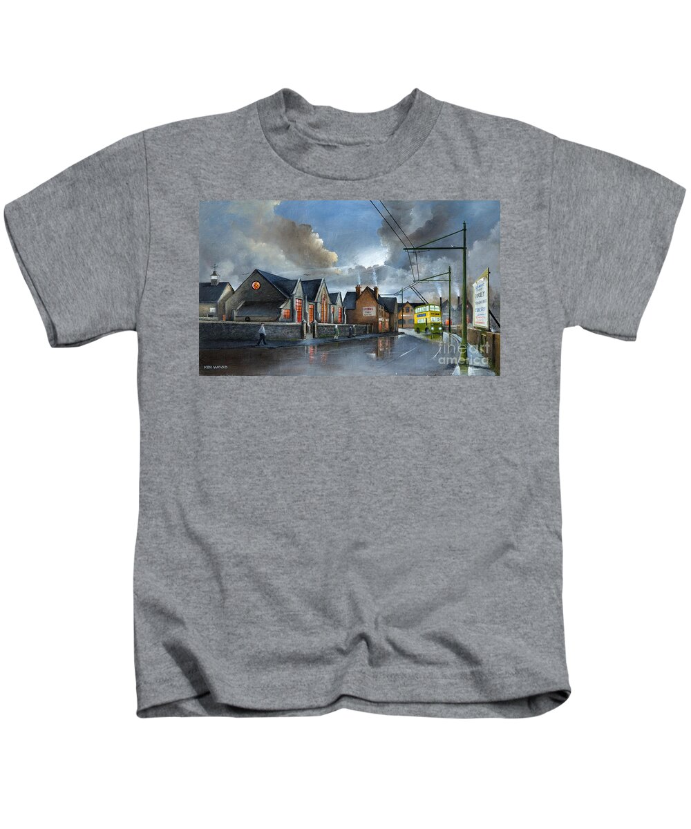 England Kids T-Shirt featuring the painting St. James School Dudley - England by Ken Wood