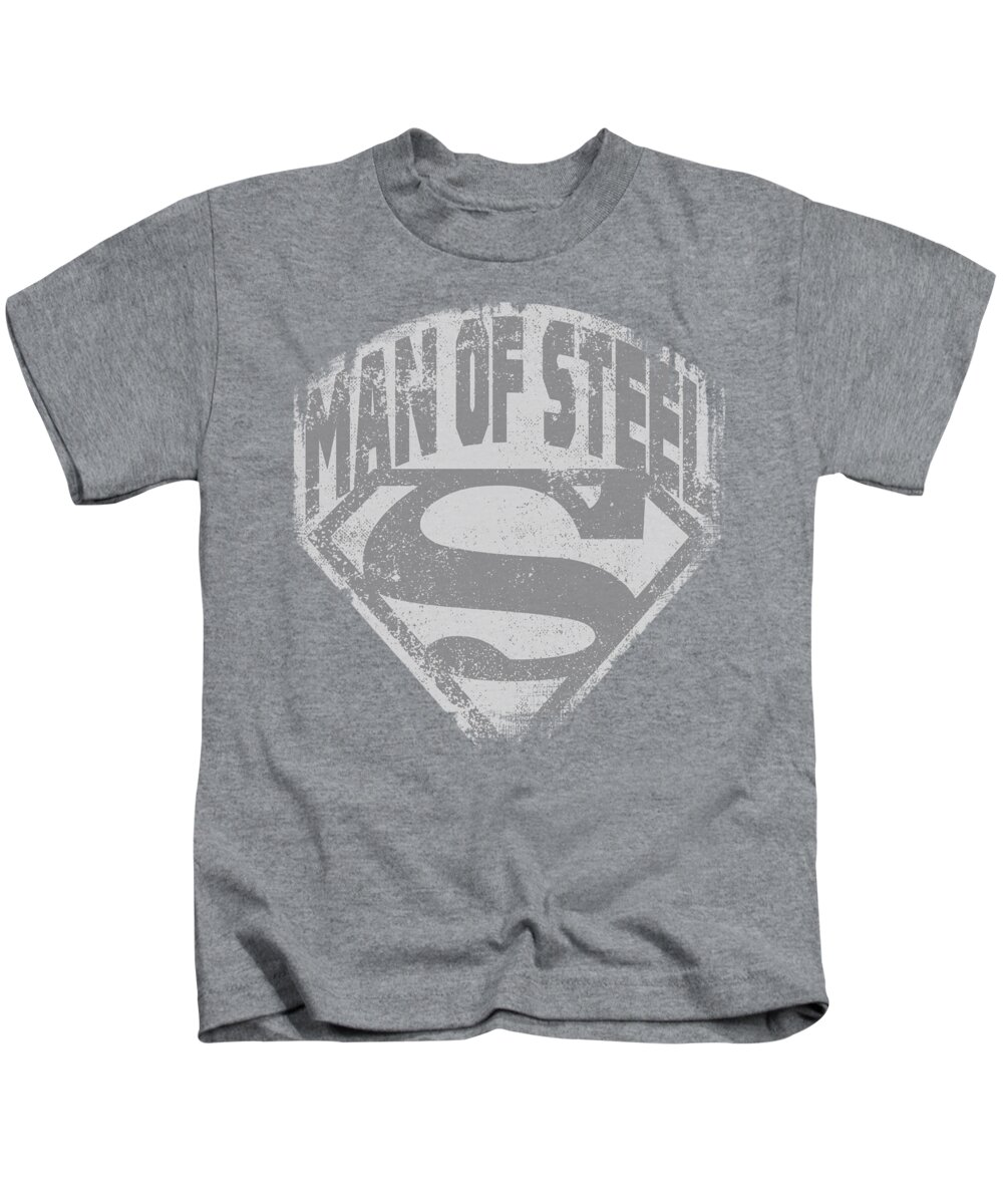 Superman Kids T-Shirt featuring the digital art Superman - Man Of Steel Shield by Brand A