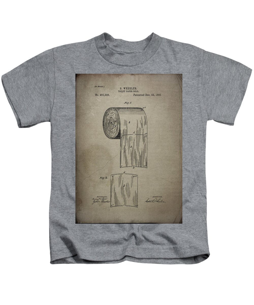 Toilet Paper Kids T-Shirt featuring the photograph Toilet Paper Roll Patent 1891 #1 by Chris Smith