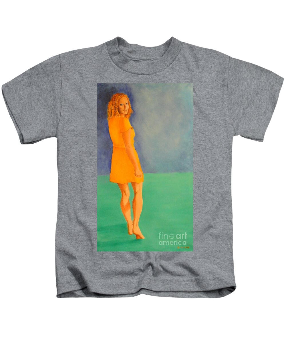 Yellow Kids T-Shirt featuring the painting Spring by Dagmar Helbig