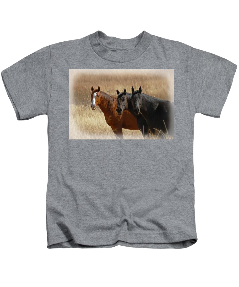 Three Horses Kids T-Shirt featuring the photograph Three Horses #2 by Ernest Echols