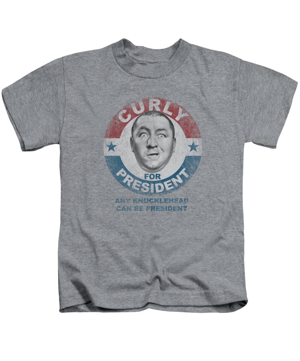 Celebrity Kids T-Shirt featuring the digital art Three Stooges - Curly For President by Brand A