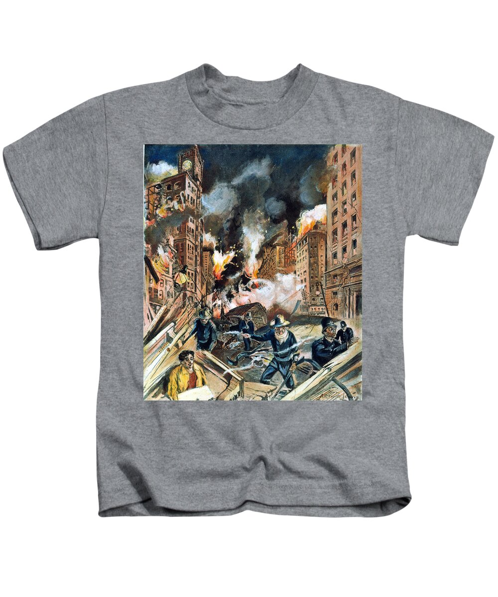 1906 Kids T-Shirt featuring the drawing San Francisco 1906 #4 by Granger