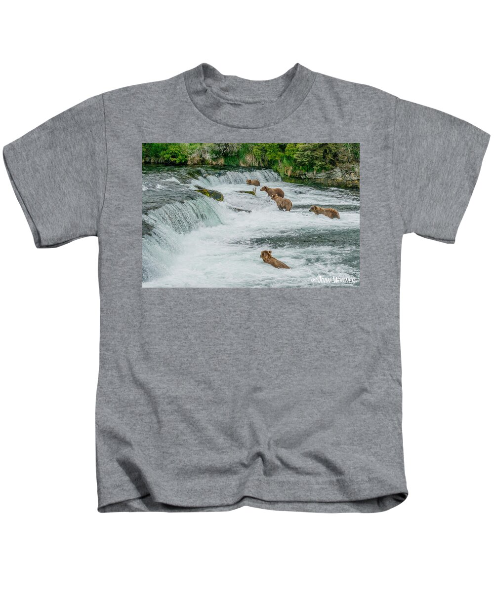 Alaska Kids T-Shirt featuring the photograph 5 Grizzlies by Joan Wallner
