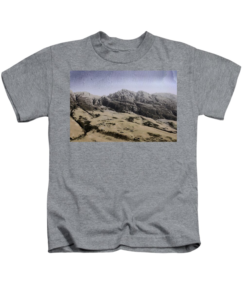 Blue Sky Kids T-Shirt featuring the photograph Slope of hills in the Scottish Highlands #6 by Ashish Agarwal