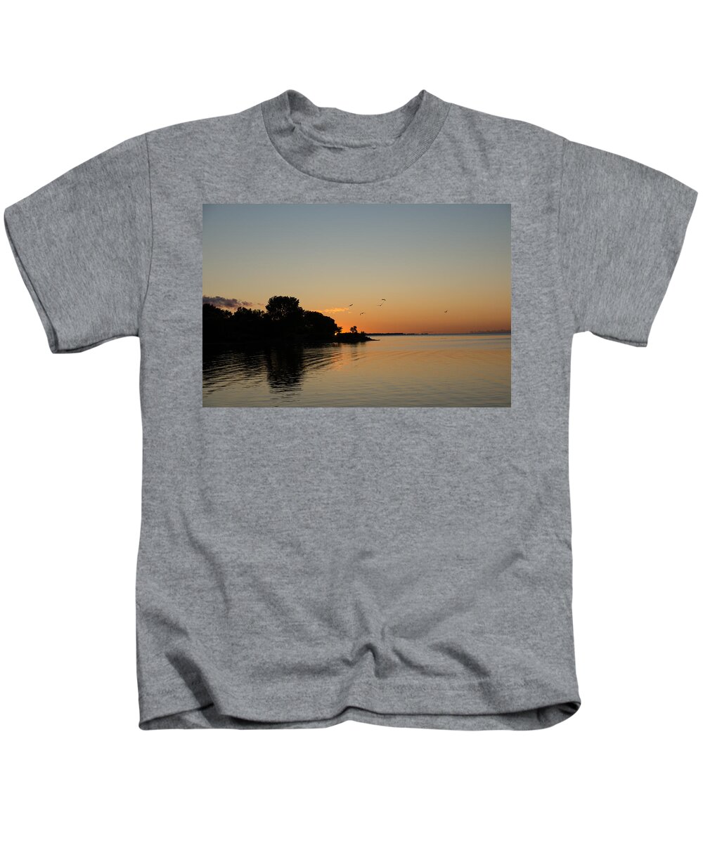 Lake Kids T-Shirt featuring the photograph A Promise of a Sunny Day by Georgia Mizuleva