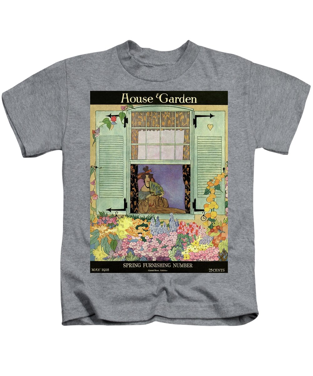 House And Garden Kids T-Shirt featuring the photograph A Woman With A Fan by Helen Dryden