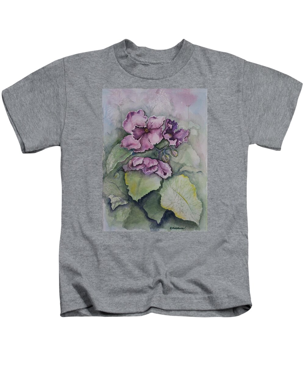 Fine Art Floral Kids T-Shirt featuring the painting African Violets by Rebecca Matthews
