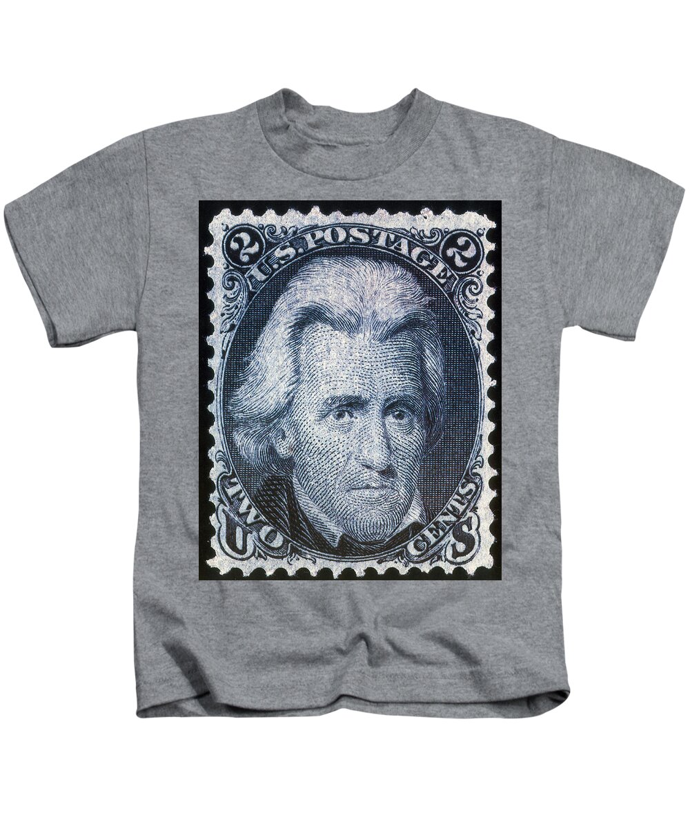 Philately Kids T-Shirt featuring the photograph Andrew Jackson, U.s. Postage Stamp, 1863 by Science Source