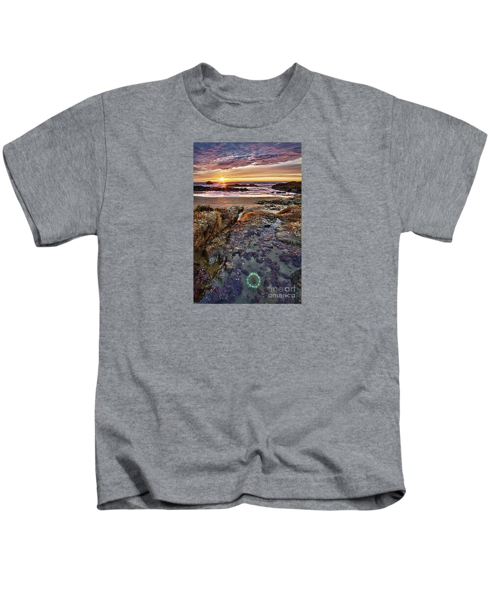 Beach Kids T-Shirt featuring the photograph Anemone Sunset by Alice Cahill